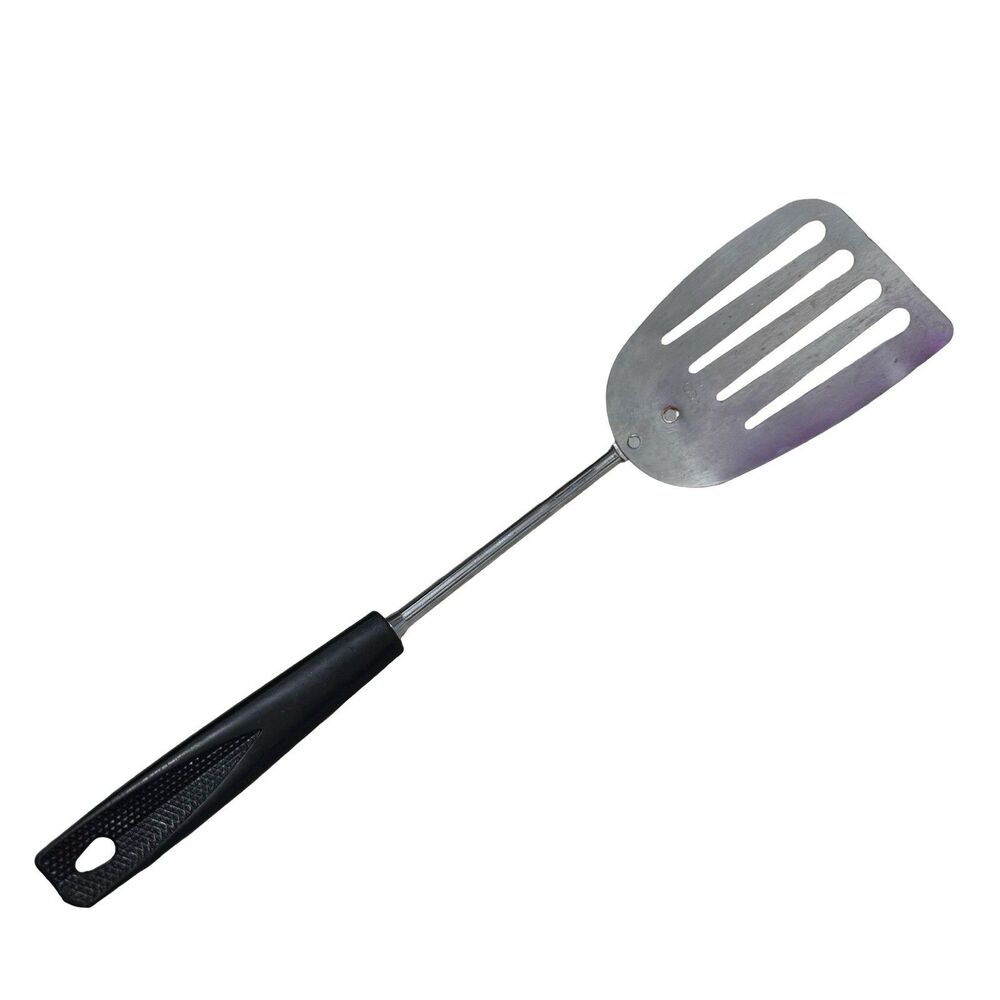Vintage Ekco Long Angled Spatula Turner  USA Black Handle Corncob Pattern 13”